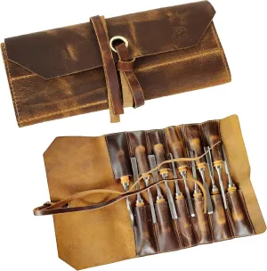 Leather Tool Roll Up Pouch - Leather Tool Wrench Roll/Chisel Bag by RUSTIC TOWN
