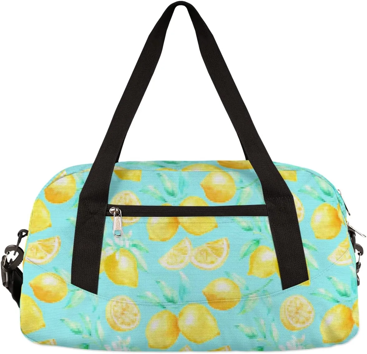 Lemon Blue Leaves Kids Duffel Bag for Girls Boys Teens, Lemon Pixel Wind Dance Bag Overnight Small Duffel Bag Carry On Weekend Sports Gym Travel Bag for School Practice Gymnastics Ballet