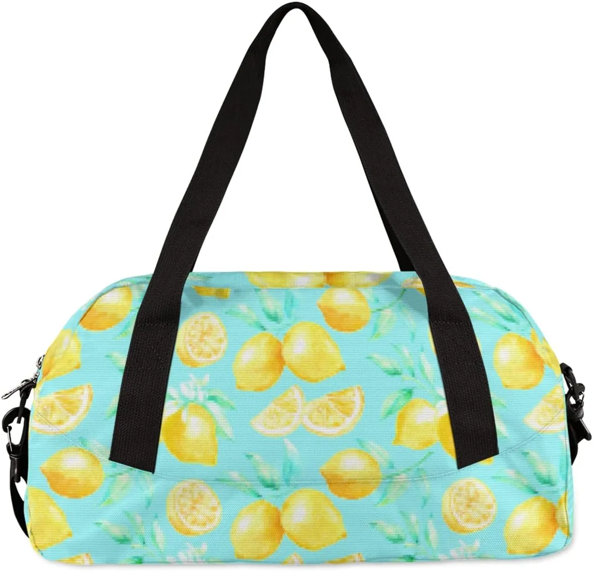 Lemon Blue Leaves Kids Duffel Bag for Girls Boys Teens, Lemon Pixel Wind Dance Bag Overnight Small Duffel Bag Carry On Weekend Sports Gym Travel Bag for School Practice Gymnastics Ballet