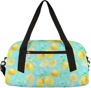 Lemon Blue Leaves Kids Duffel Bag for Girls Boys Teens, Lemon Pixel Wind Dance Bag Overnight Small Duffel Bag Carry On Weekend Sports Gym Travel Bag for School Practice Gymnastics Ballet