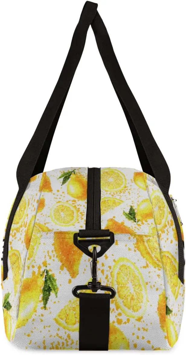 Lemon Fruit Personalized Kids Duffel Bag for Girls Boys, Lemon Debris Custom Name Dance Bag Overnight Small Duffel Bag Carry On Weekend Sports Travel Bag for School Practice Gymnastics Ballet