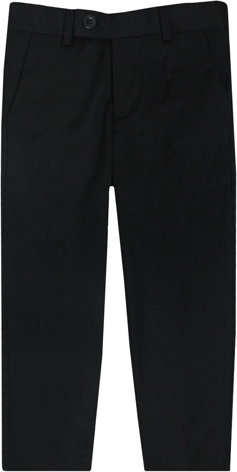 Leo & Zachary Boys Adjustable Waist Slim Fit Dress Pants - LZ508 - Black, 16 Skinny
