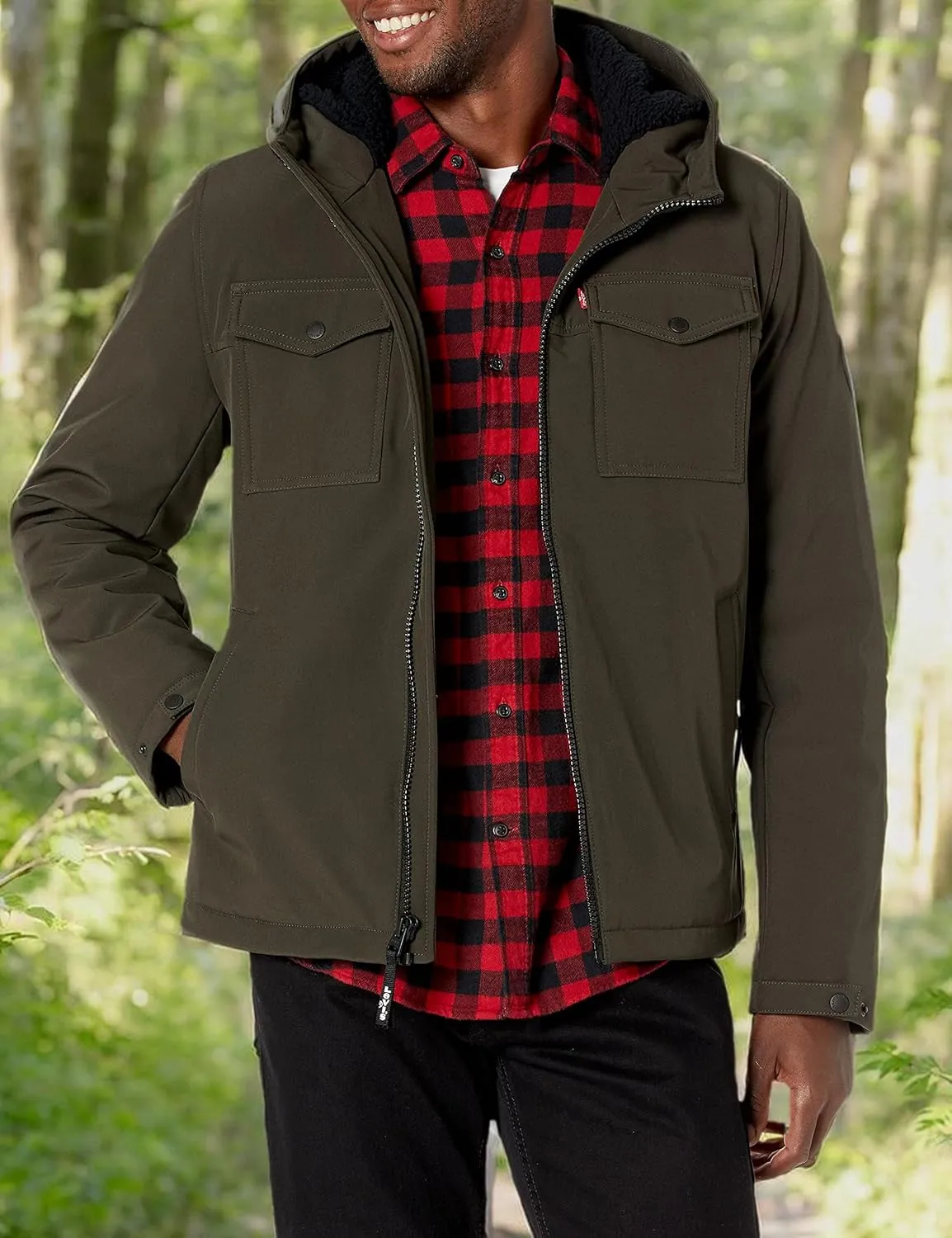 Levi's Men's Soft Shell Hooded Storm Coat (Regular & Big & Tall Sizes)