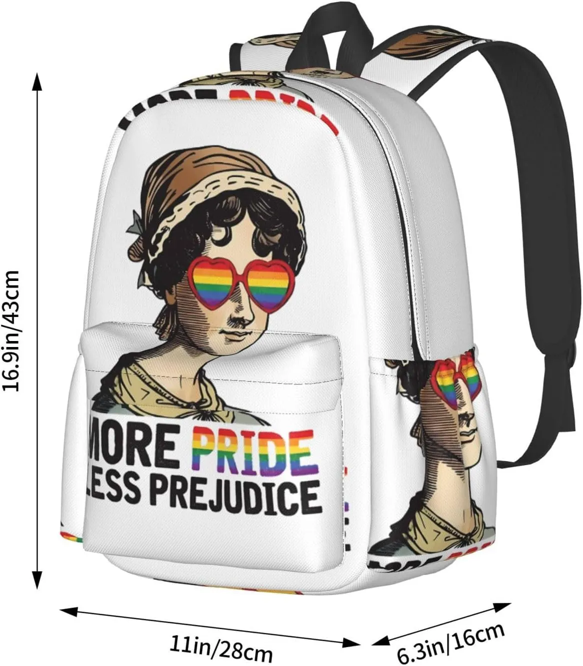 Lgbt Pride Rainbow Gay More Pride Less Prejudice Proud Ally Laptop Backpack Shoulder Bag Laptop Pack Travel Backpacks Commuter Back Pack Casual Daypack Bags With Side Pockets