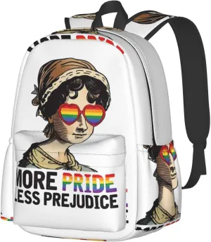 Lgbt Pride Rainbow Gay More Pride Less Prejudice Proud Ally Laptop Backpack Shoulder Bag Laptop Pack Travel Backpacks Commuter Back Pack Casual Daypack Bags With Side Pockets