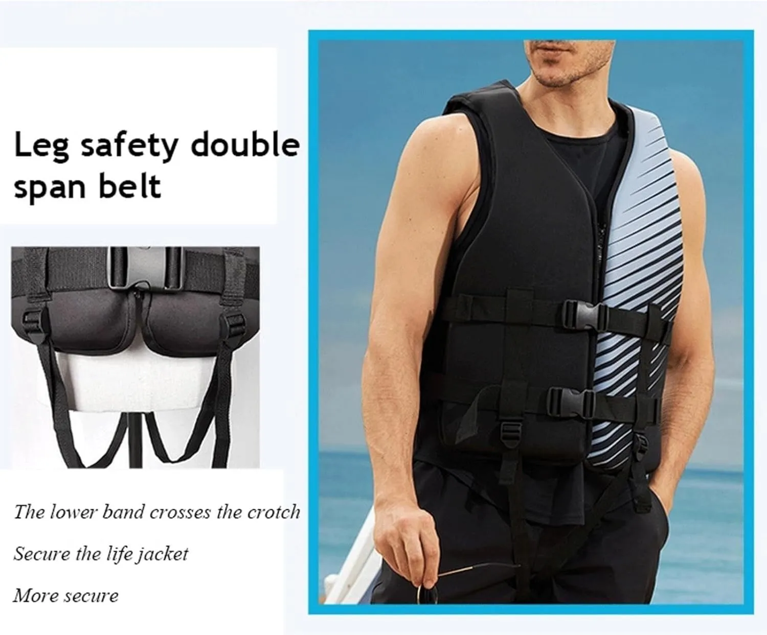 Life Jackets with Zipper and Adjustable Belt, Float Jacket for Boating Fishing Surfing