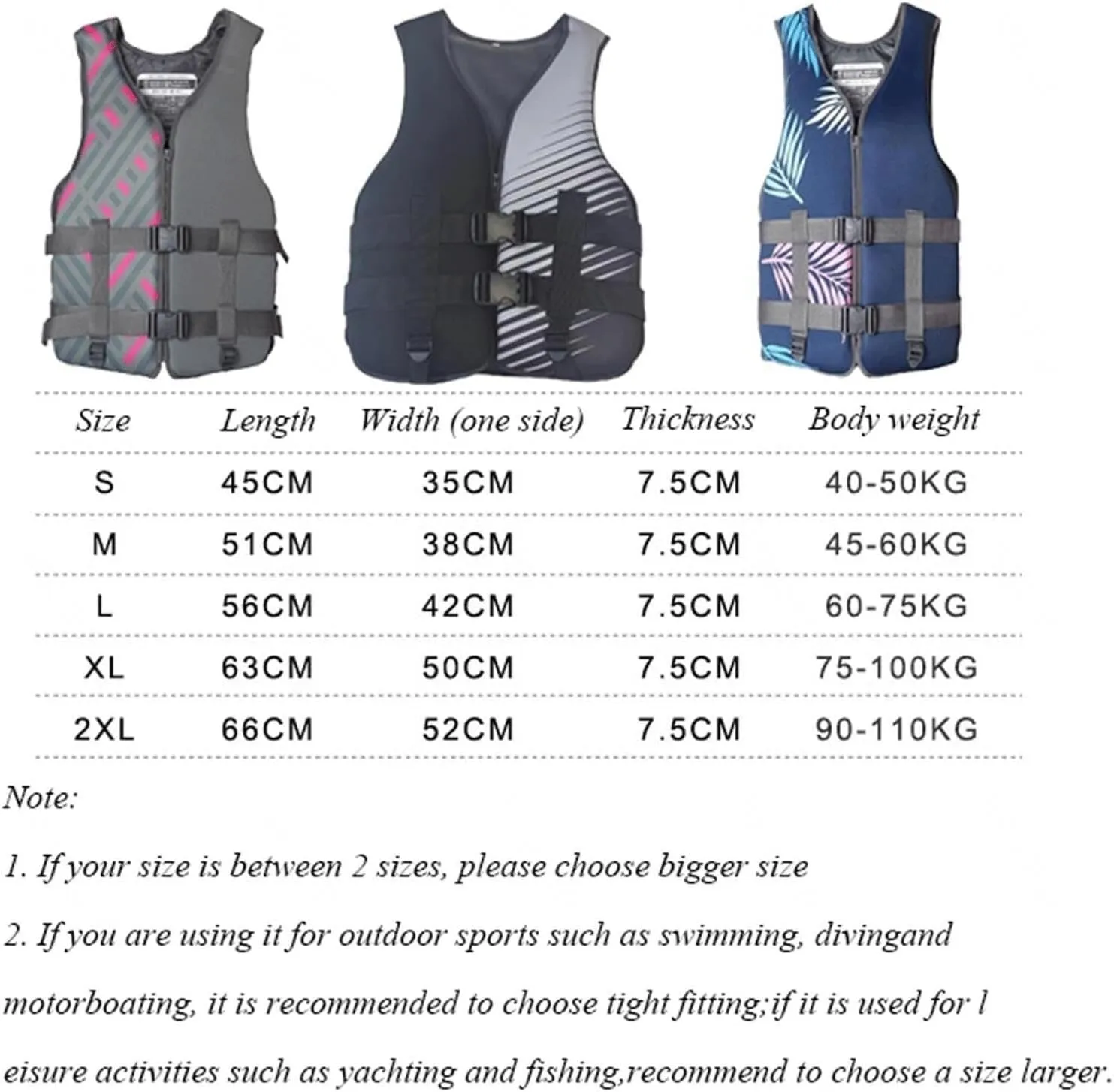Life Jackets with Zipper and Adjustable Belt, Float Jacket for Boating Fishing Surfing