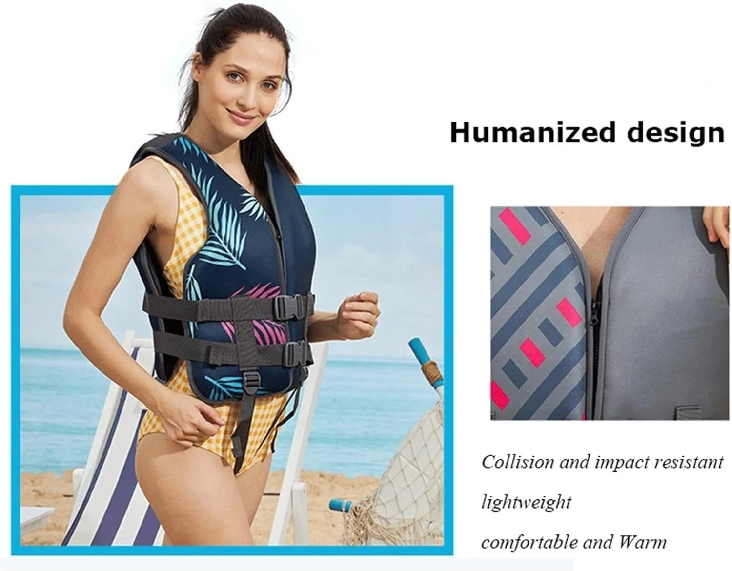 Life Jackets with Zipper and Adjustable Belt, Float Jacket for Boating Fishing Surfing