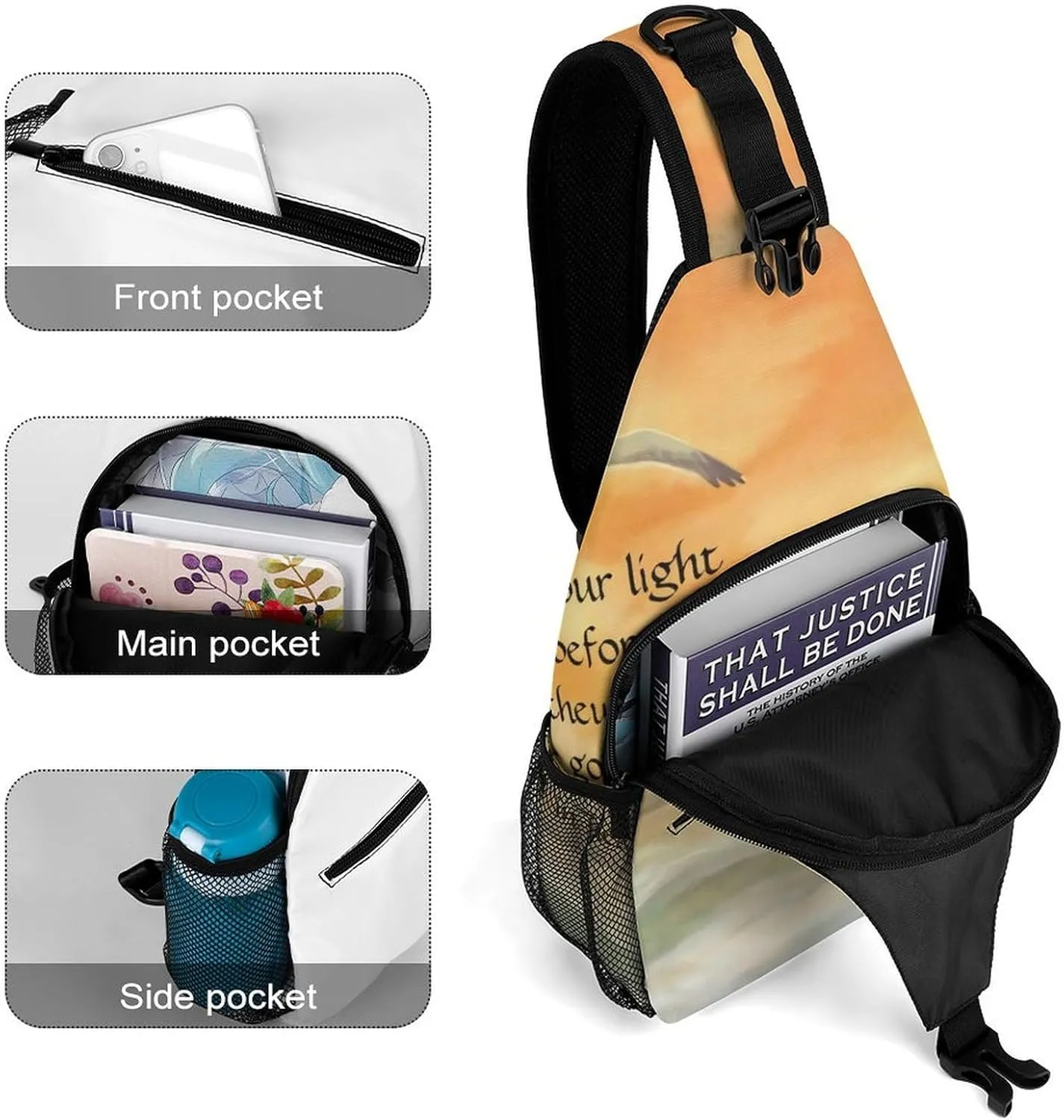 Lighthouse Seagulls Christian Bible Verse Durable And Adjustable Chest Bag There Are Pockets on The Outside for Unisex
