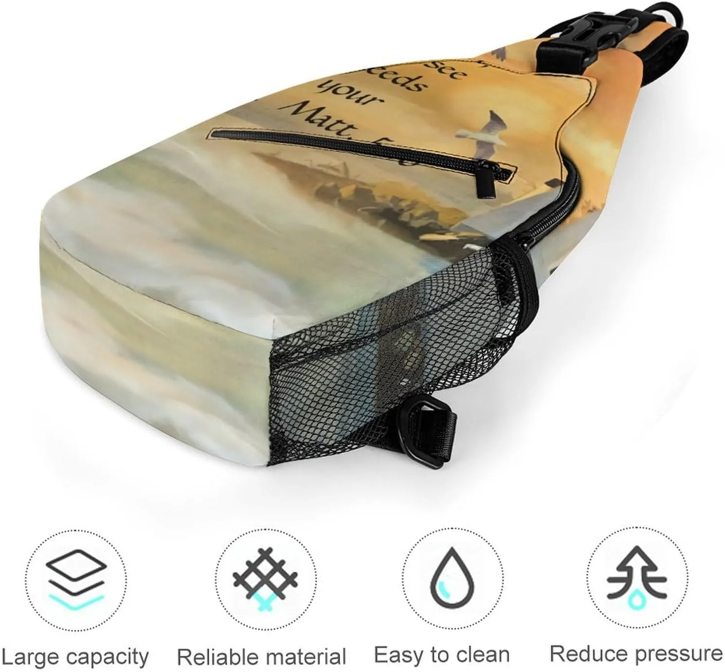 Lighthouse Seagulls Christian Bible Verse Durable And Adjustable Chest Bag There Are Pockets on The Outside for Unisex