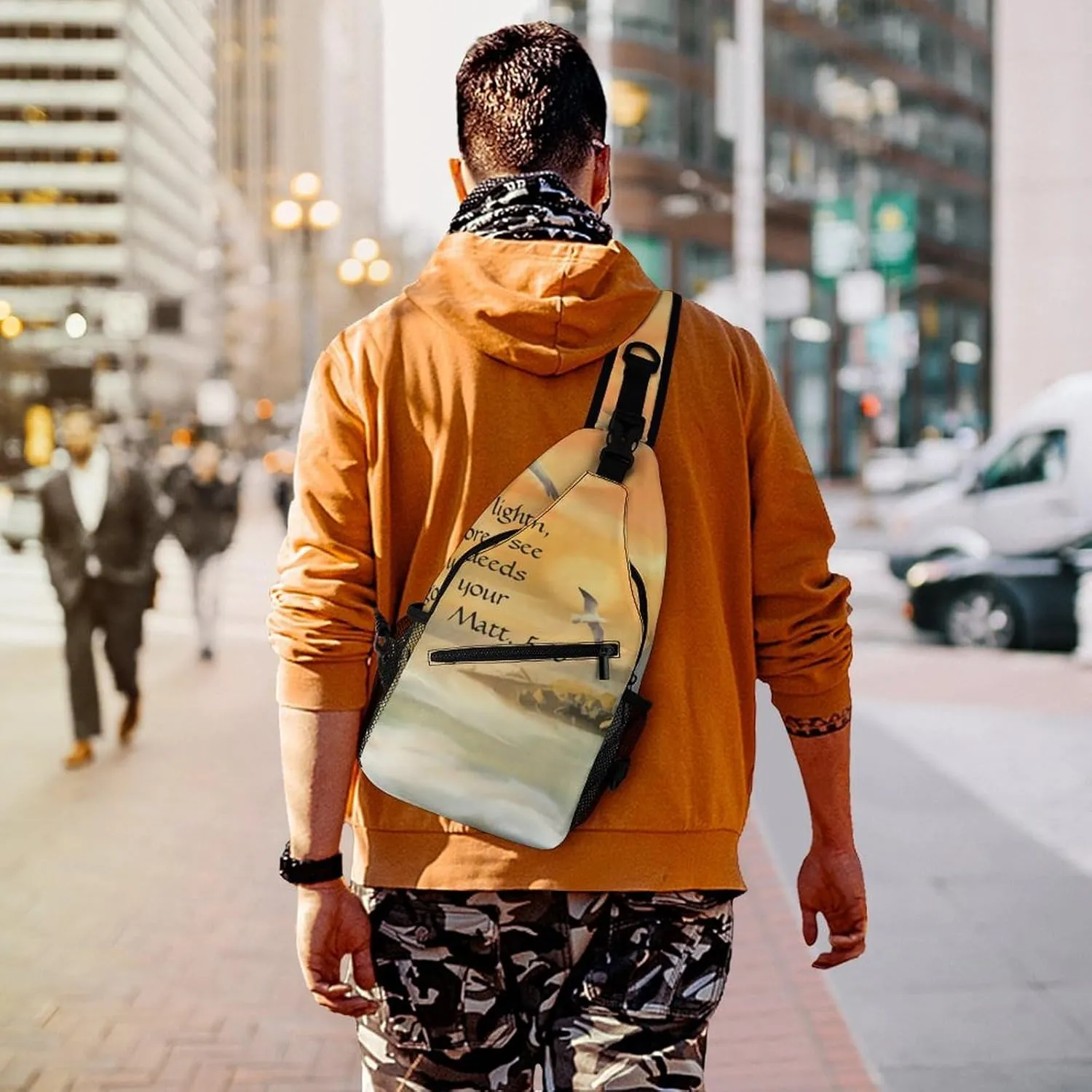 Lighthouse Seagulls Christian Bible Verse Durable And Adjustable Chest Bag There Are Pockets on The Outside for Unisex