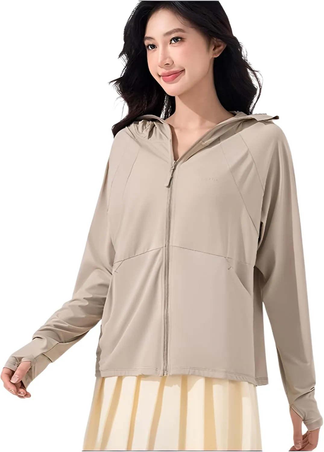 lilaBelle]Lightweight Women's Protection Jacket - Trendy UV-Blocking Outer Layer with Thumb Holes & Removable Hood for -Day Comfort【High-Quality】【Breathable Fabric】