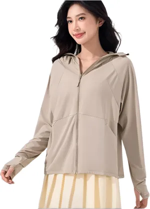 lilaBelle]Lightweight Women's Protection Jacket - Trendy UV-Blocking Outer Layer with Thumb Holes & Removable Hood for -Day Comfort【High-Quality】【Breathable Fabric】