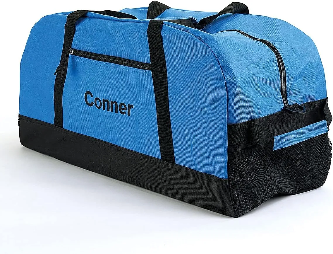 Lillian Vernon Blue and Black Personalized Medium Duffel Bag for Kids - Sports Bag, Luggage, Activities 11" x 12" x 23"W