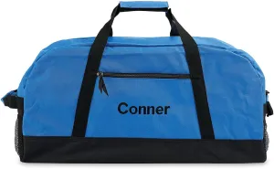 Lillian Vernon Blue and Black Personalized Medium Duffel Bag for Kids - Sports Bag, Luggage, Activities 11" x 12" x 23"W