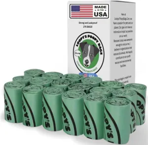 Loopy's Poopy bags- Dog Poop Bags, Guaranteed Leak Proof and Extra Thick Waste Bag Refill Rolls For All Size Dogs, Unscented, 270 Count. Made in USA