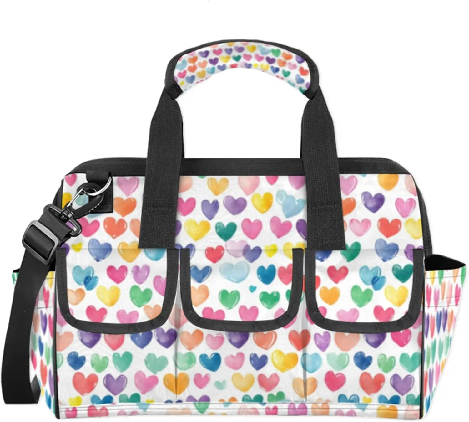 Love Hearts Tool Bags for Men and Women Cute Hearts Heavy Duty Tool Tote Organizer Bag for Electrician Carpenter Mechanic, Adjustable Shoulder Strap