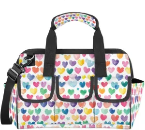 Love Hearts Tool Bags for Men and Women Cute Hearts Heavy Duty Tool Tote Organizer Bag for Electrician Carpenter Mechanic, Adjustable Shoulder Strap