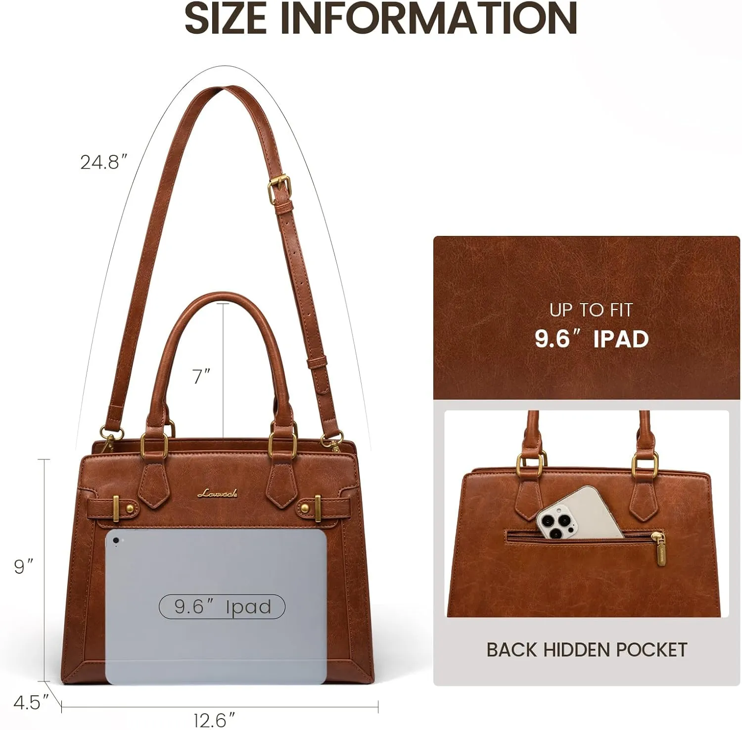 LOVEVOOK Purses and Handbags for Women, Tote Shoulder Bag Satchel Black Purse and PU Leather Top Handle for ladies