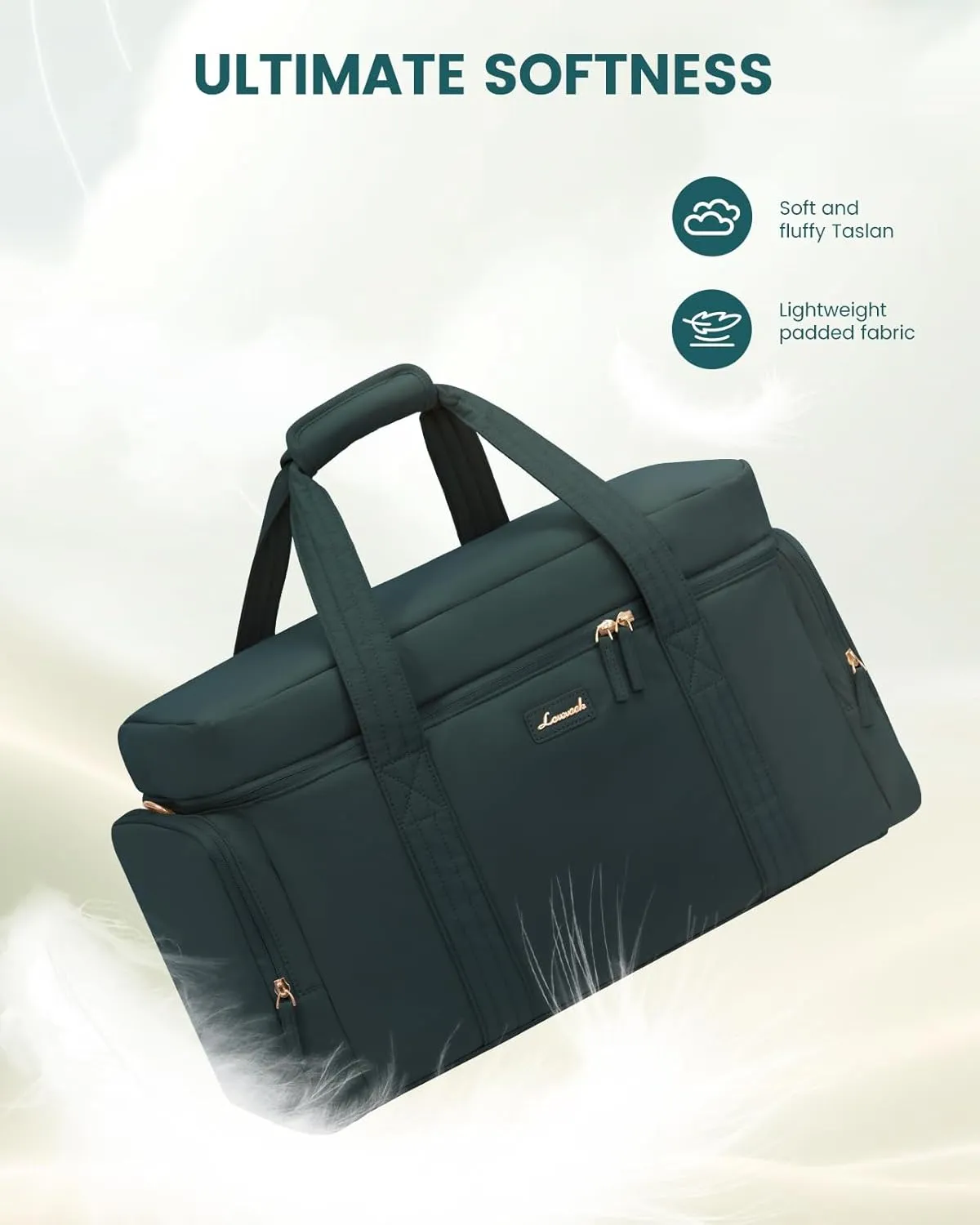 LOVEVOOK Travel Duffle Bag, Puffer Weekender Bag for Women, Overnight Bag with Toiletry Bag, Carry On Bags for Airplanes, Hospital Bag for Labor Delivery, Yoga Gym Bag with Wet Pocket, 3Pcs, Cyan