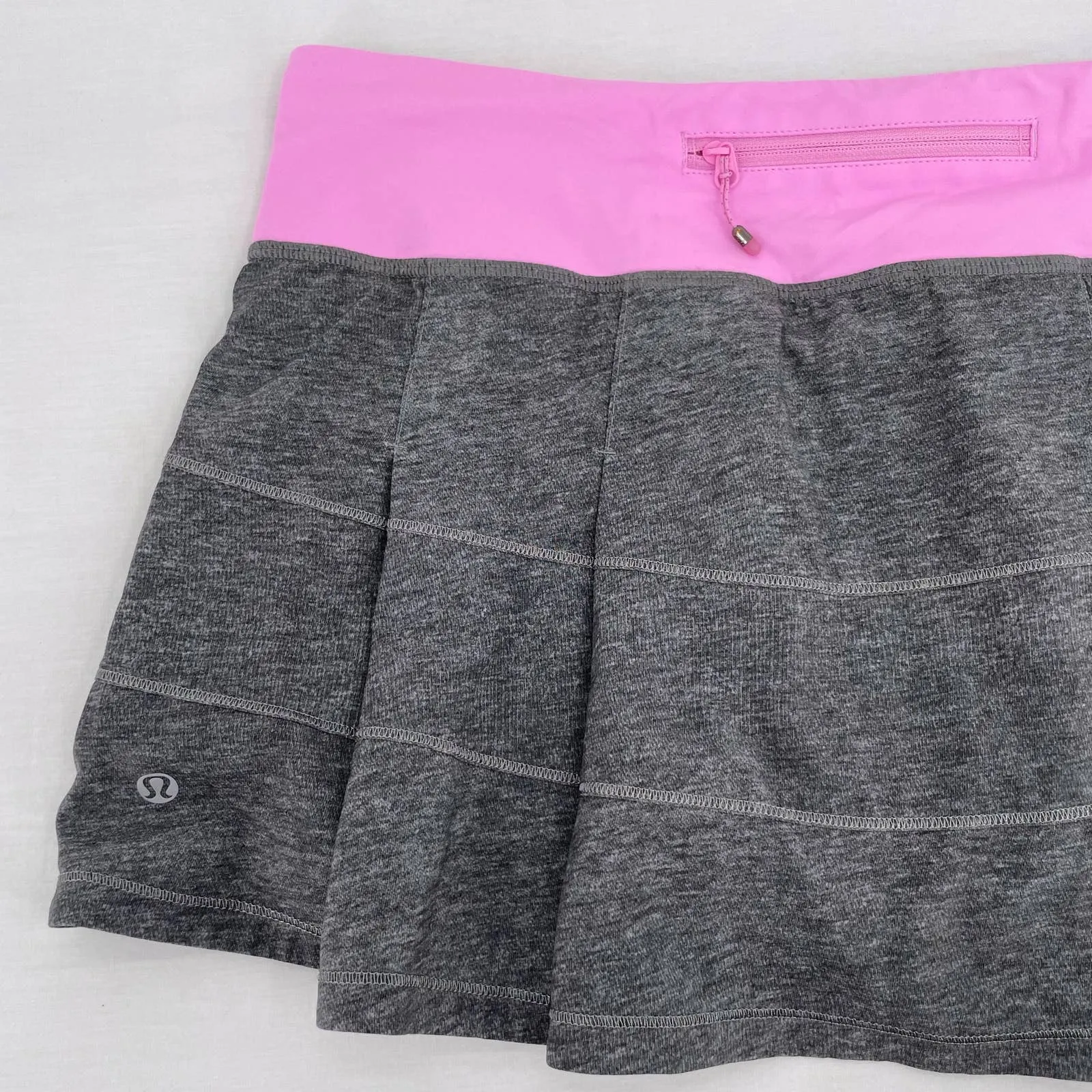 Lululemon Pace Rival II Skirt Heathered Deep Coal Tennis Skort Gray Grey Pink Size 6