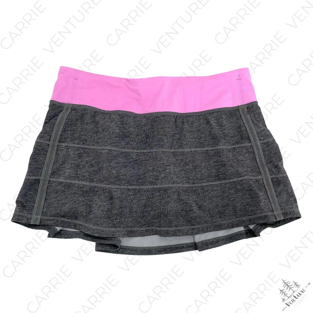 Lululemon Pace Rival II Skirt Heathered Deep Coal Tennis Skort Gray Grey Pink Size 6