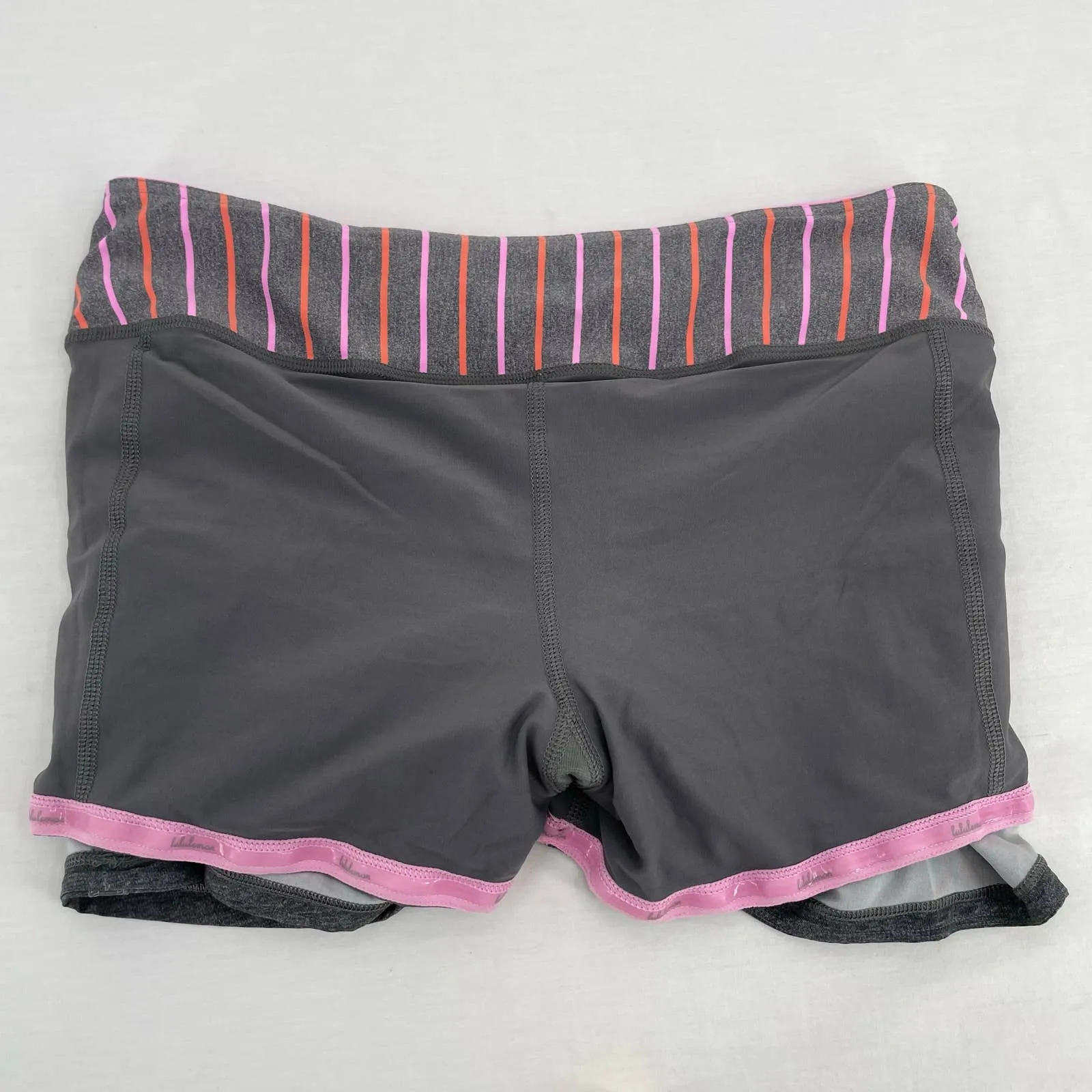 Lululemon Pace Rival II Skirt Heathered Deep Coal Tennis Skort Gray Grey Pink Size 6