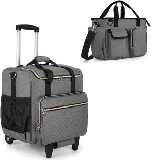 LUXJA Rolling Teacher Bag with Bible Bag, Gray