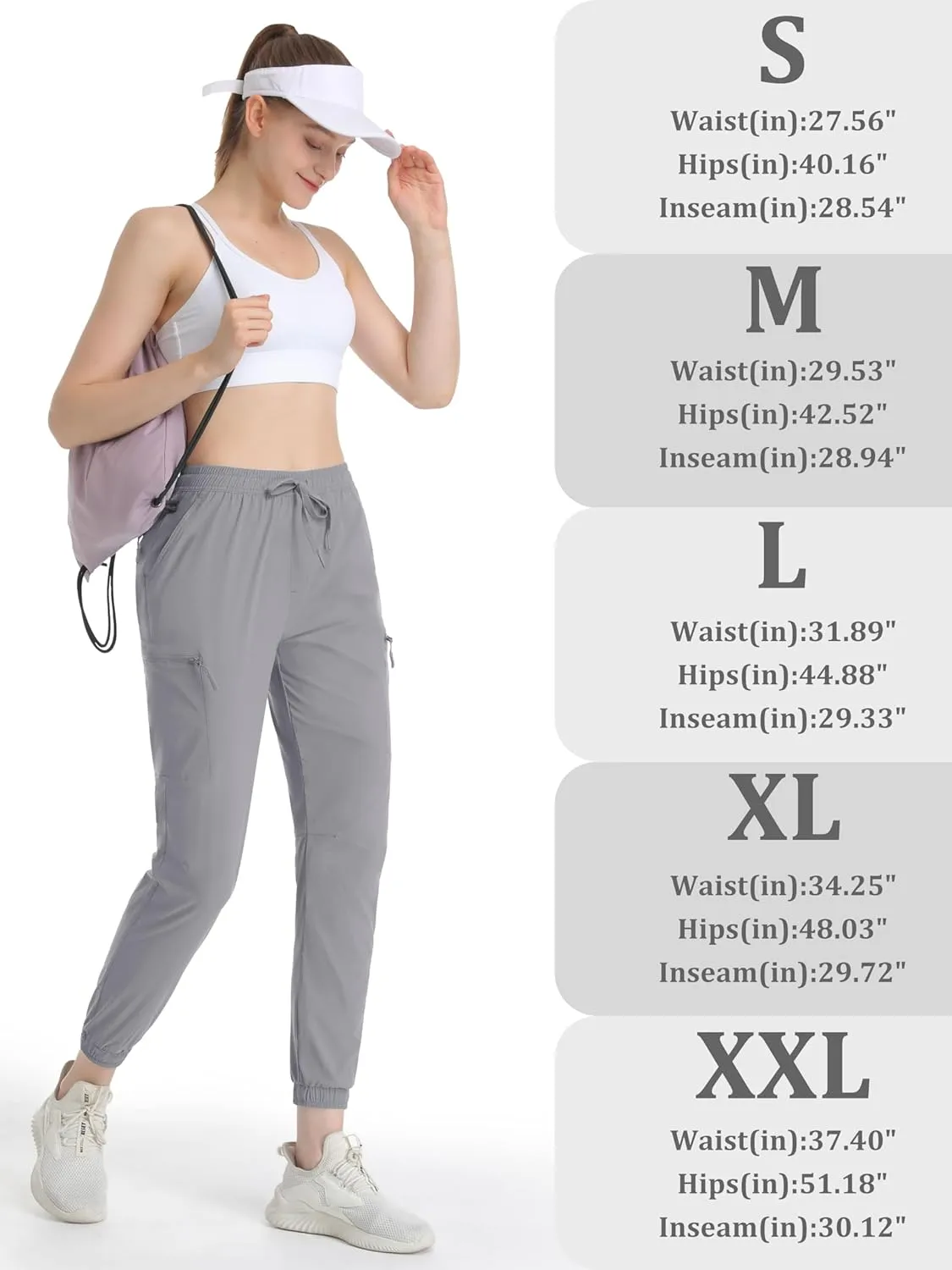 MAGCOMSEN Women's Hiking Cargo Pants Lightweight Quick Dry Water Resistant Jogger Zipper Pockets Outdoor Athletic Casual