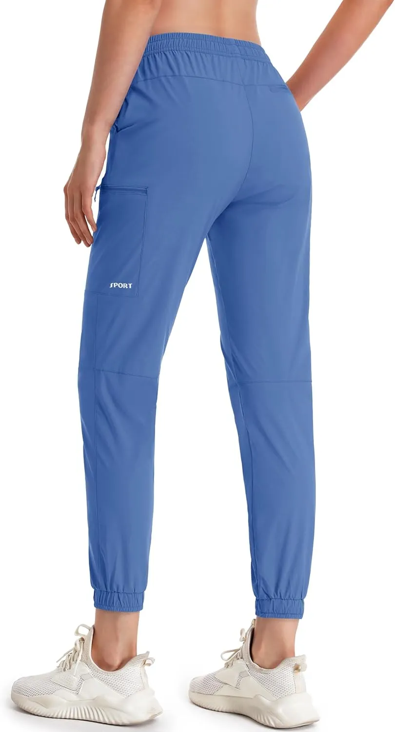 MAGCOMSEN Women's Hiking Cargo Pants Lightweight Quick Dry Water Resistant Jogger Zipper Pockets Outdoor Athletic Casual