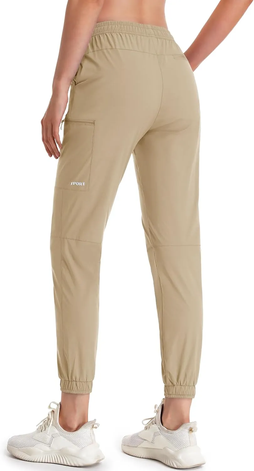 MAGCOMSEN Women's Hiking Cargo Pants Lightweight Quick Dry Water Resistant Jogger Zipper Pockets Outdoor Athletic Casual