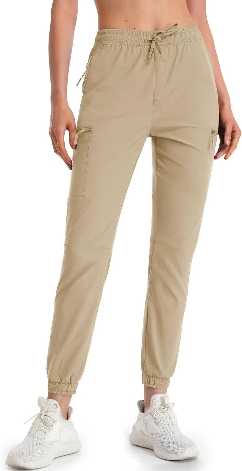 MAGCOMSEN Women's Hiking Cargo Pants Lightweight Quick Dry Water Resistant Jogger Zipper Pockets Outdoor Athletic Casual