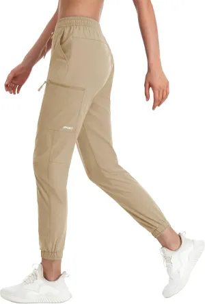 MAGCOMSEN Women's Hiking Cargo Pants Lightweight Quick Dry Water Resistant Jogger Zipper Pockets Outdoor Athletic Casual