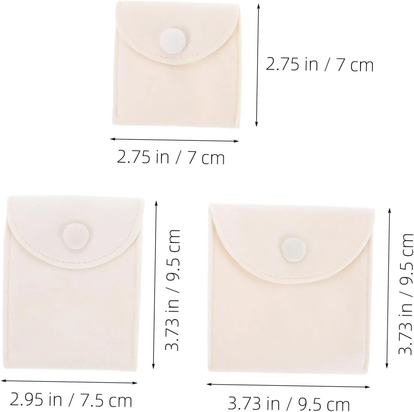 MAGICLULU 3pcs Jewelry Organizer Bags with Snap Button Closure for Rings Necklaces Earrings and Bracelets Light Yellow Travel Storage for Home the Go