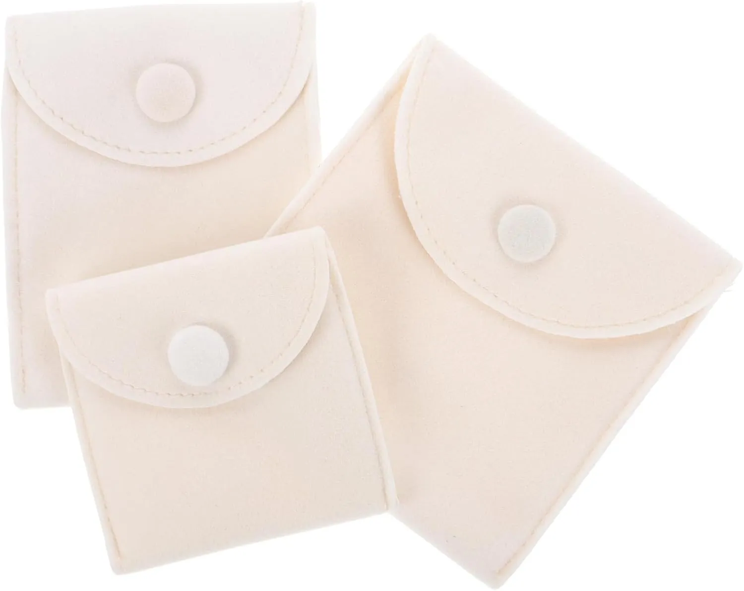 MAGICLULU 3pcs Jewelry Organizer Bags with Snap Button Closure for Rings Necklaces Earrings and Bracelets Light Yellow Travel Storage for Home the Go
