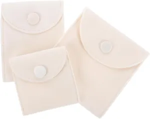 MAGICLULU 3pcs Jewelry Organizer Bags with Snap Button Closure for Rings Necklaces Earrings and Bracelets Light Yellow Travel Storage for Home the Go