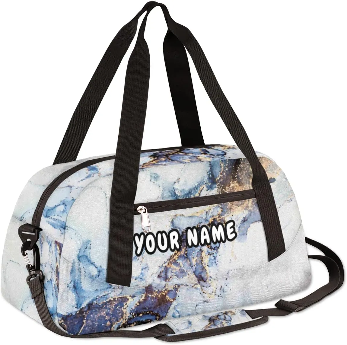 Marble Modern Art Personalized Kids Duffel Bag for Girls Boys, Marble Debris Custom Name Dance Bag Overnight Small Duffel Bag Carry On Weekend Sports Travel Bag for School Practice Gymnastics Ballet