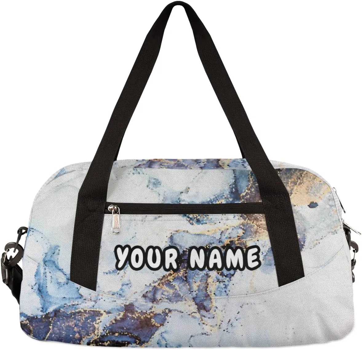 Marble Modern Art Personalized Kids Duffel Bag for Girls Boys, Marble Debris Custom Name Dance Bag Overnight Small Duffel Bag Carry On Weekend Sports Travel Bag for School Practice Gymnastics Ballet
