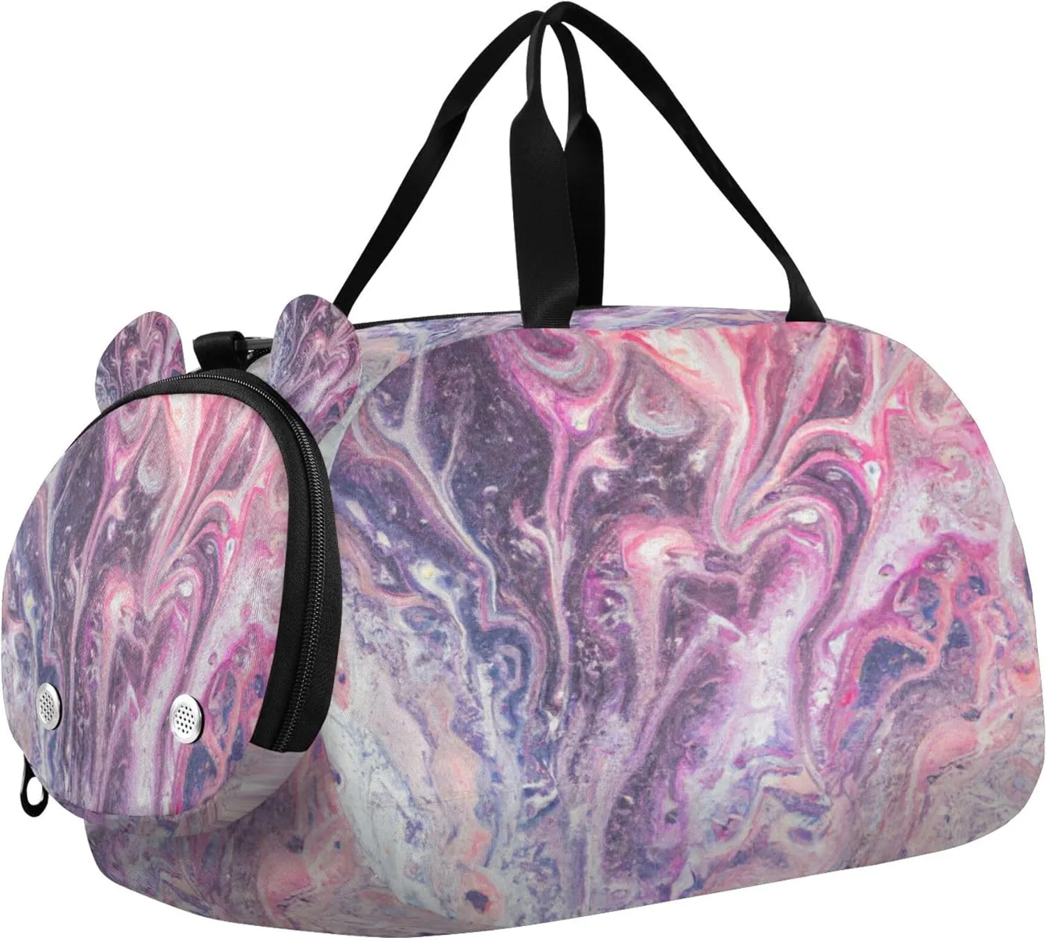 Marble Texture Kids Overnight Sports Duffel Bags with Shoe Compartment & Wet Pocket Travel Sport Gym Bag for Girls Boys