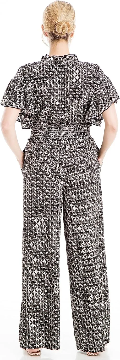 Max Studio womens Ruffle Smocked Waist Jumpsuit