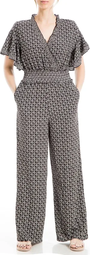 Max Studio womens Ruffle Smocked Waist Jumpsuit