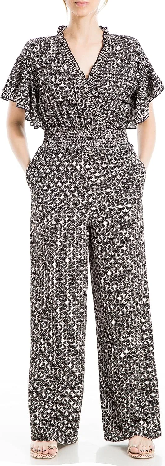 Max Studio womens Ruffle Smocked Waist Jumpsuit