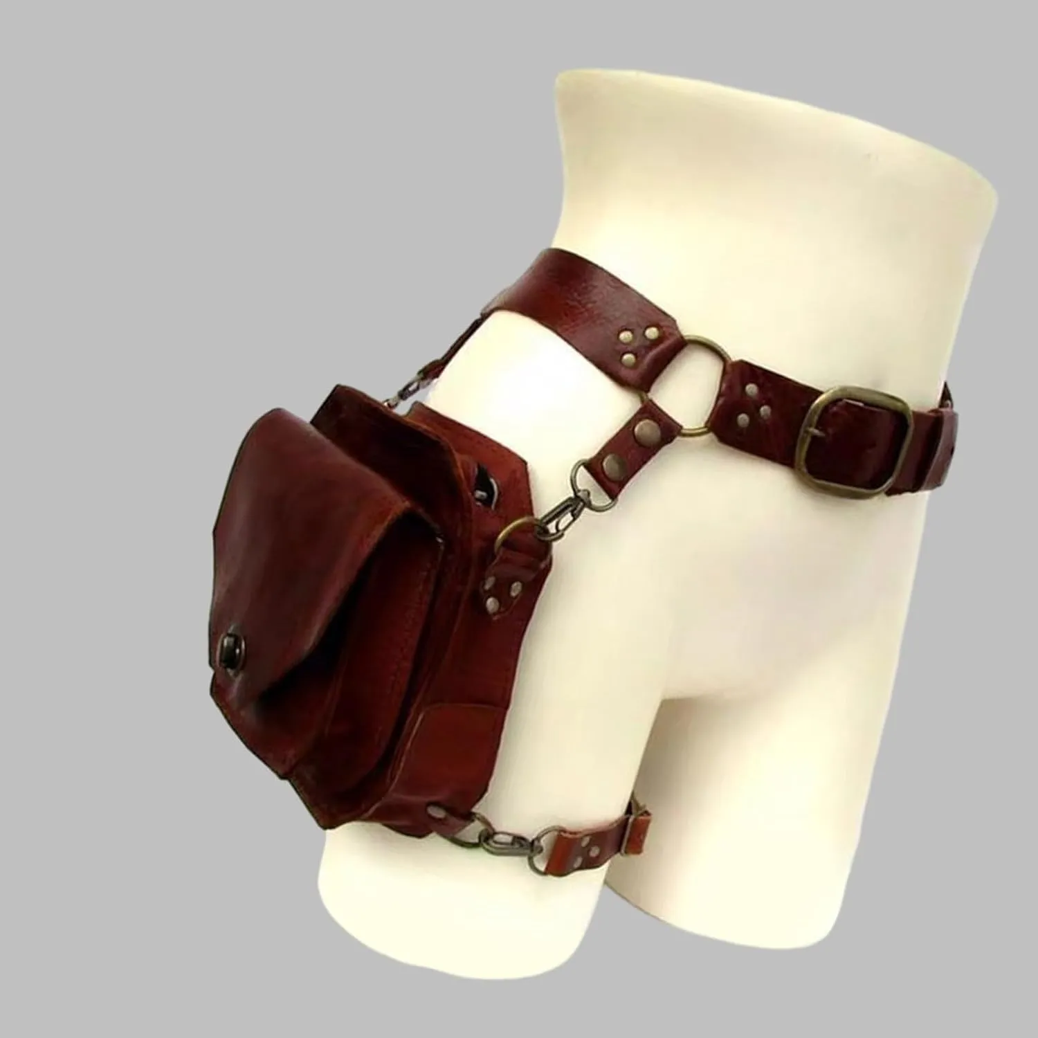 Medieval Waist Belt Drop Leg Pack Steampunk Waist Pack Thigh Bag Leather Fanny Pack Motorcycle Waist Belt