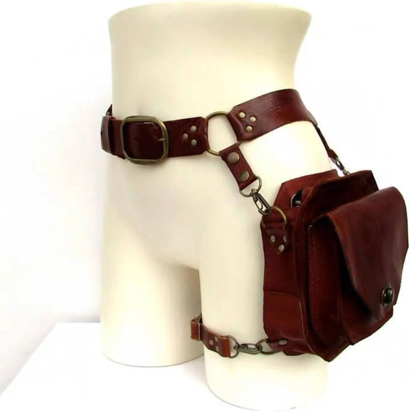 Medieval Waist Belt Drop Leg Pack Steampunk Waist Pack Thigh Bag Leather Fanny Pack Motorcycle Waist Belt