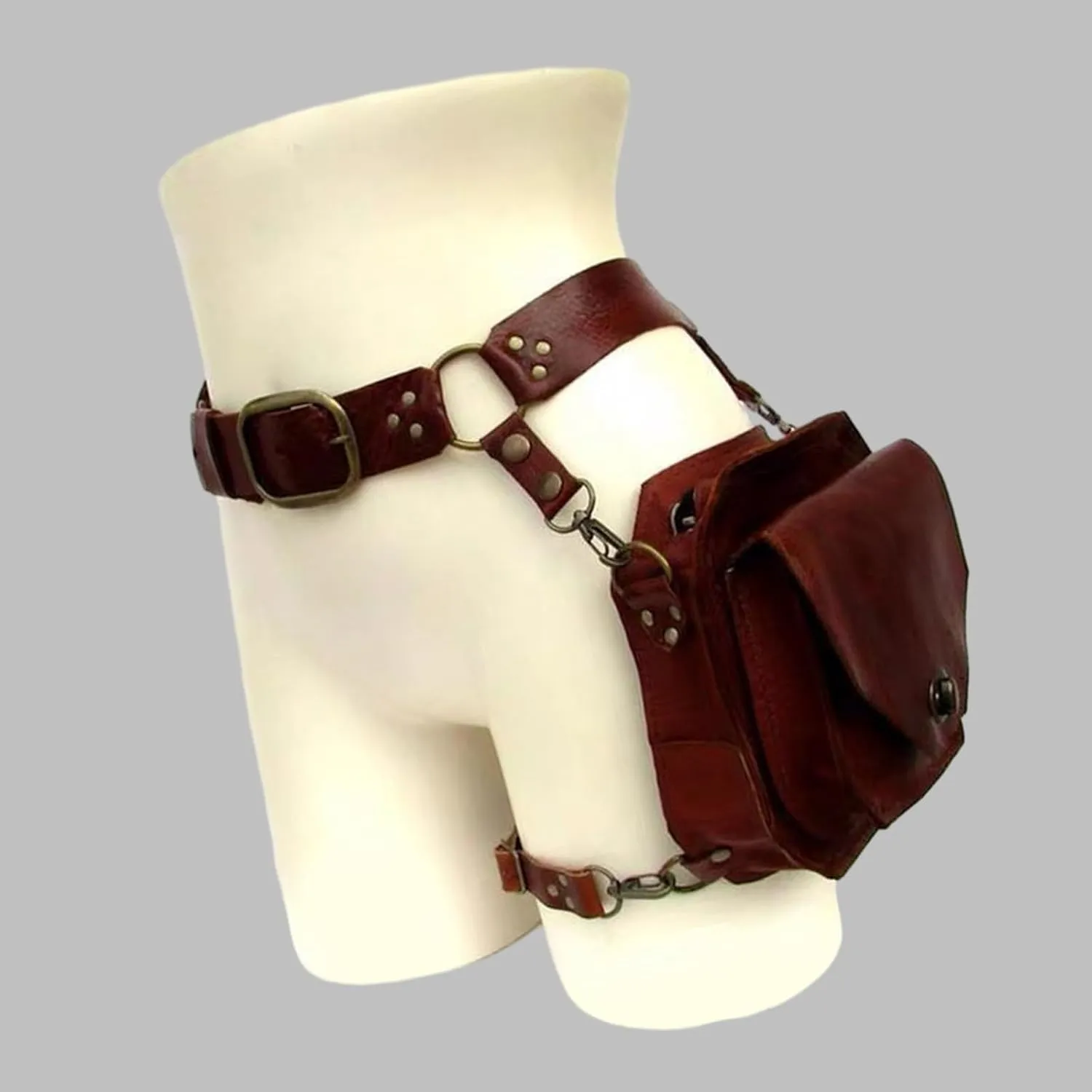 Medieval Waist Belt Drop Leg Pack Steampunk Waist Pack Thigh Bag Leather Fanny Pack Motorcycle Waist Belt