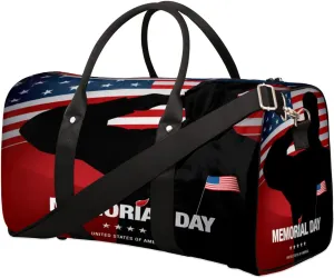 Memorial American Flag Travel Duffle Bag Waterproof Foldable Weekender Bags for Women and Men Durable Carry on Overnight Bag with Shoulder Strap Lightweight Sports Gym Tote Bag