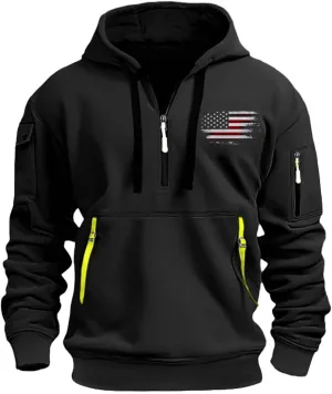Men Hoodie,Mens Zip up Hoodie Loose Fit Heavyweight Quarter-Zip Sweatshirt Long Sleeve Hoodie with Pockets