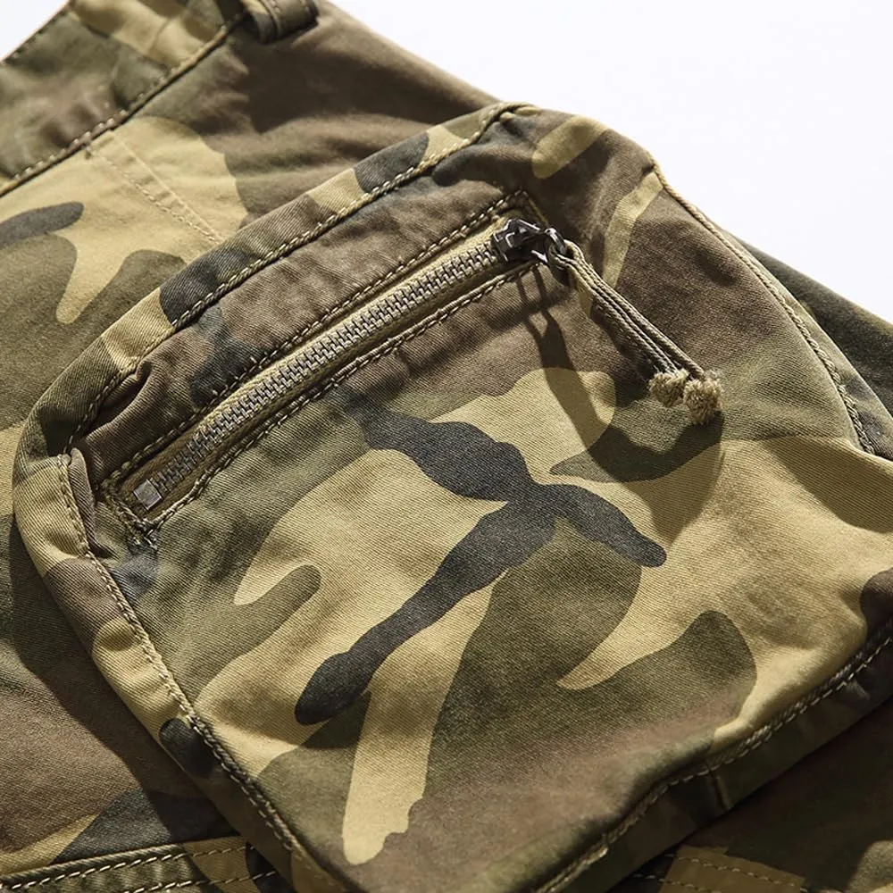 Men's Camouflage Cargo Pants Cotton Regular Fit Multi Pockets Military Pants