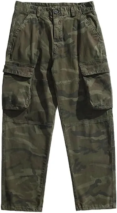 Men's Camouflage Cargo Pants Cotton Regular Fit Multi Pockets Military Pants