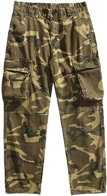 Men's Camouflage Cargo Pants Cotton Regular Fit Multi Pockets Military Pants